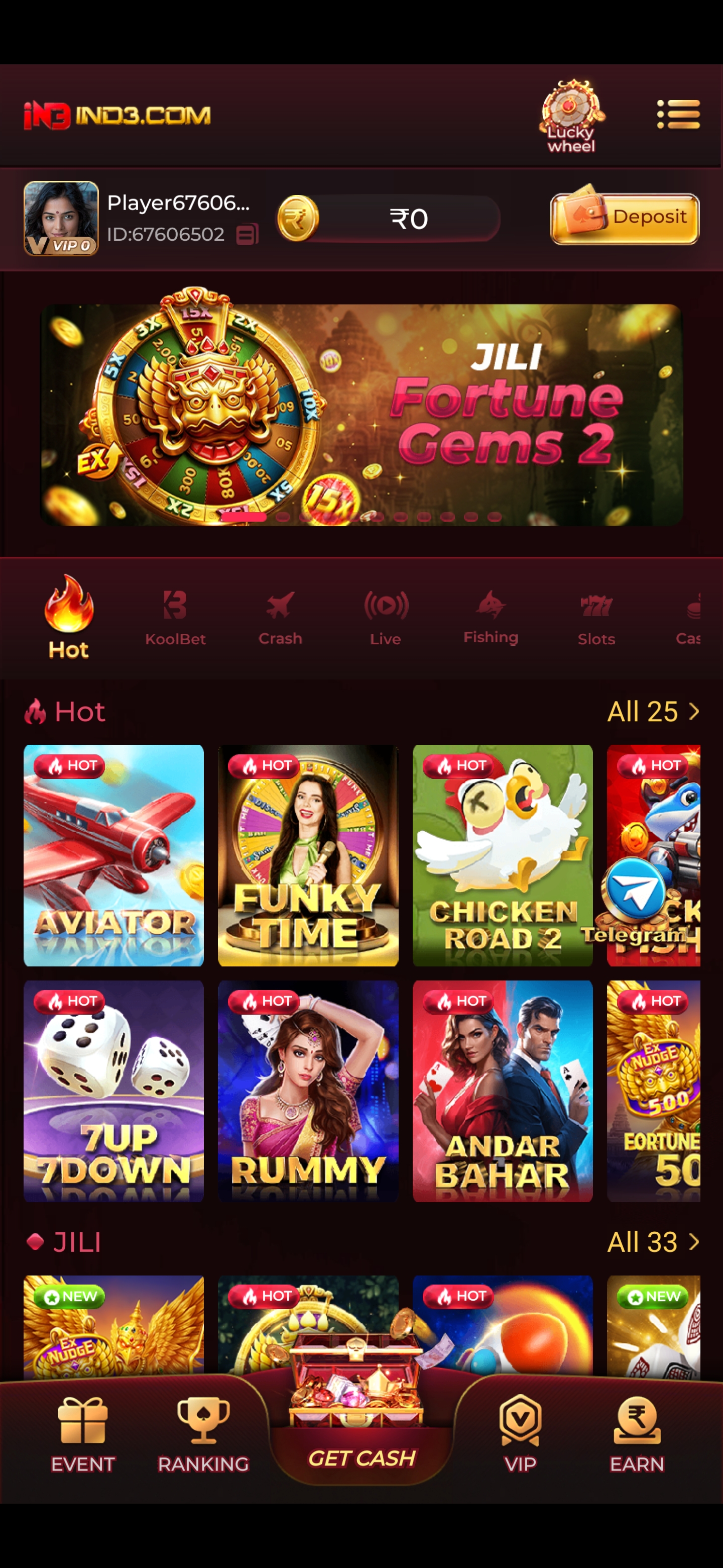 IND3 game lobby screenshot